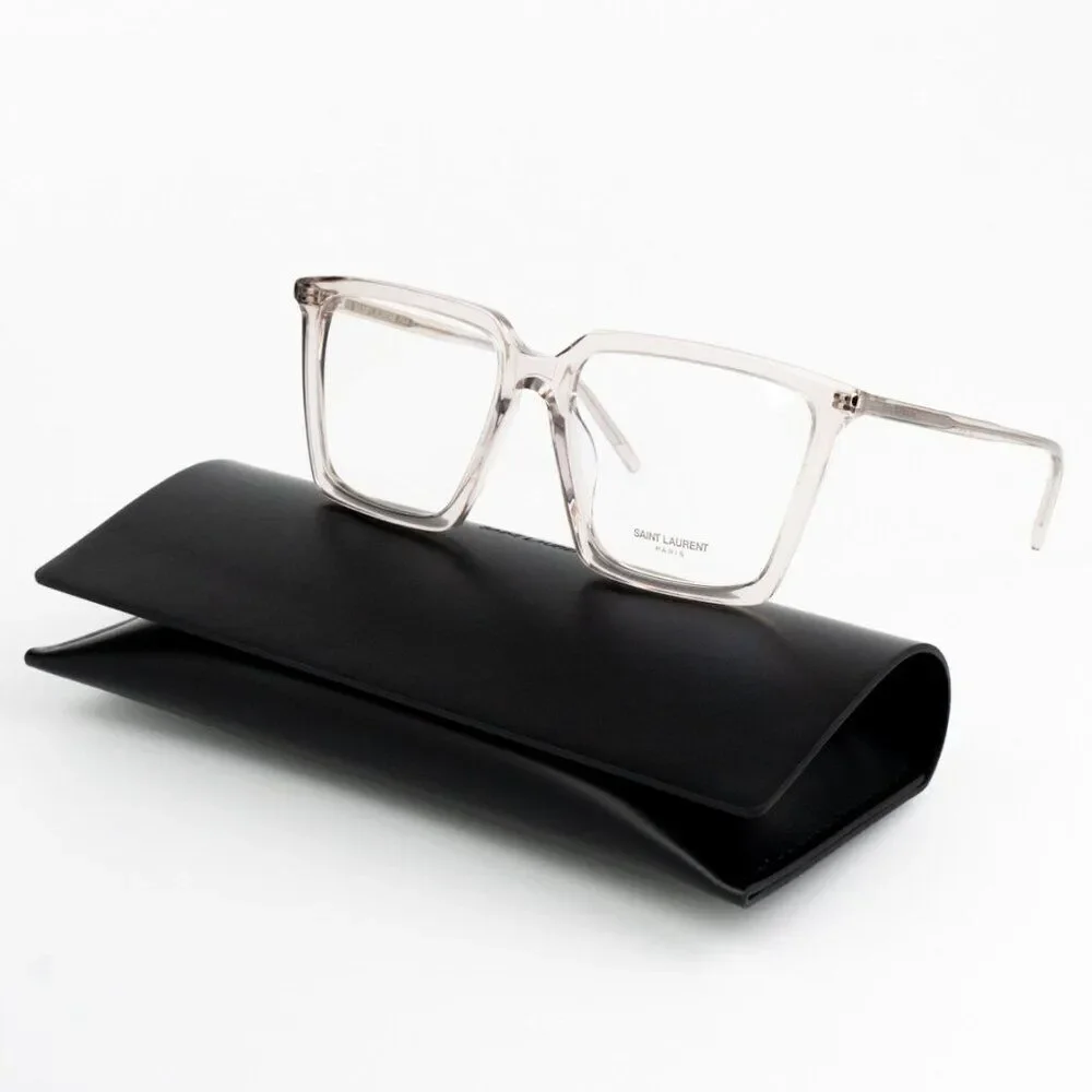 NEW Saint Laurent SL474OPT 003 Transparent Nude Square Women Eyeglasses